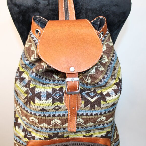 Yacon Handcrafted Wool and Faux Leather Backpack - Picture 1 of 16